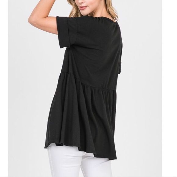 Women’s Black Elbow Sleeve Peplum Top 2XL - Picture 3 of 6